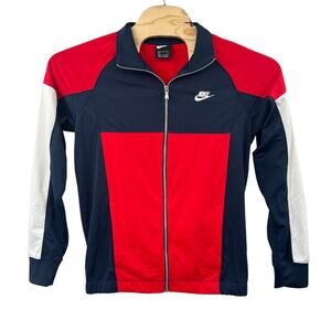 Nike Track Jacket Mens ColorBlock Small Red White Blue Full Zip Long Sleeve